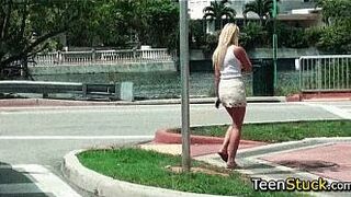 cute blonde could use a ride home and looks hot - porn video