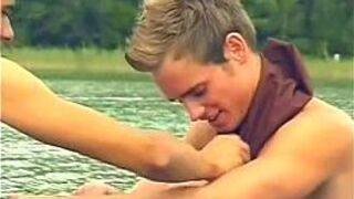 Hot boys rowing in a boat and fucking on the beach - porn video
