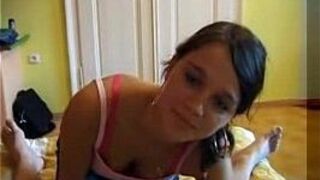 Sweet Brunette Handjob - porn video