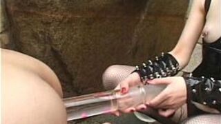 Slave experiences a painful enema from mistress - porn video